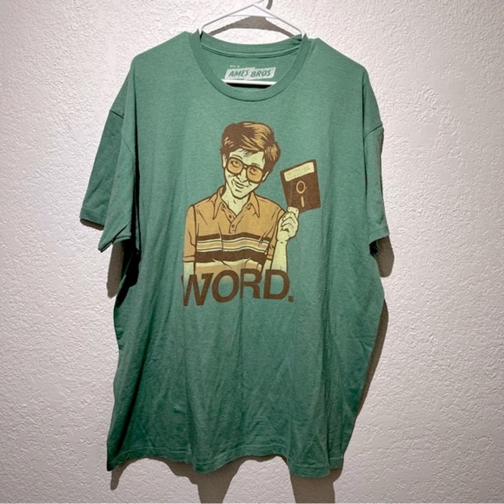 Ames Bros Word Bill Gates Graphic T-Shirt XXL Microsoft Founder Rare